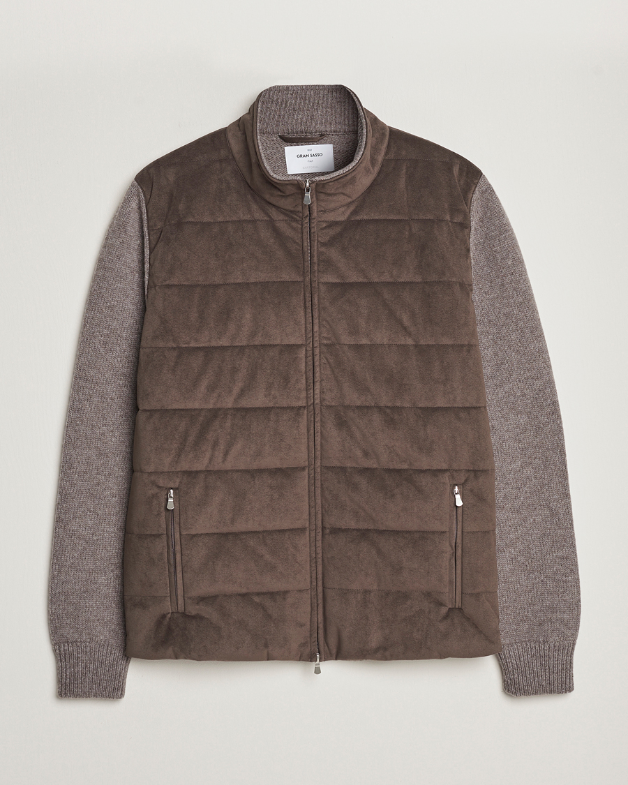 Uomini | Maglieria | Gran Sasso | Wool/Alcantara Full Zip Grey