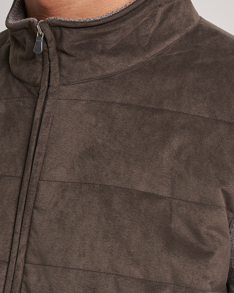 Uomini | Maglieria | Gran Sasso | Wool/Alcantara Full Zip Grey