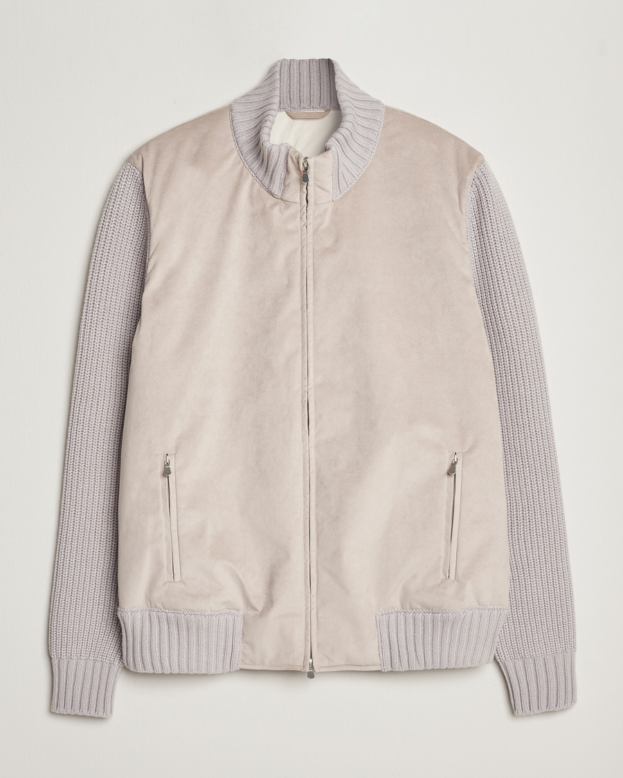 Uomini | Giacche | Gran Sasso | Wool/Alcantara Padded Full Zip Sand/Creme