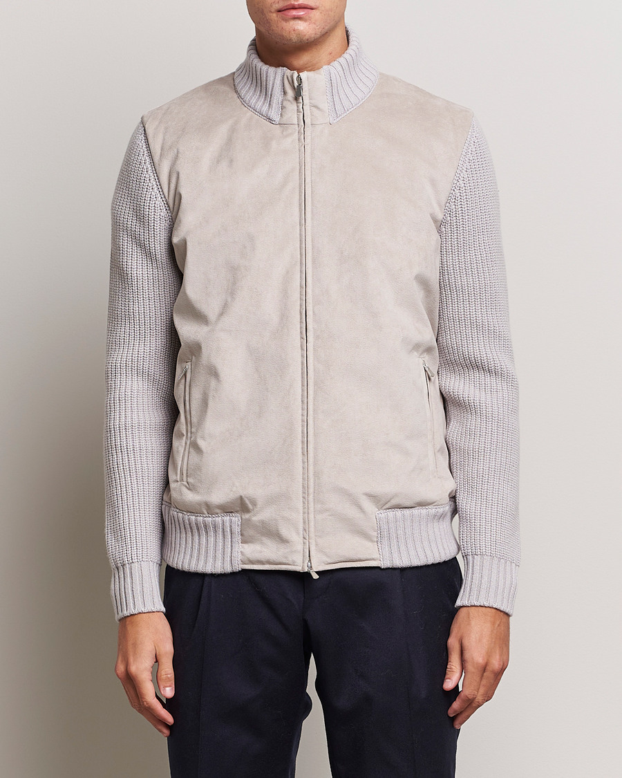 Uomini | Giacche | Gran Sasso | Wool/Alcantara Padded Full Zip Sand/Creme