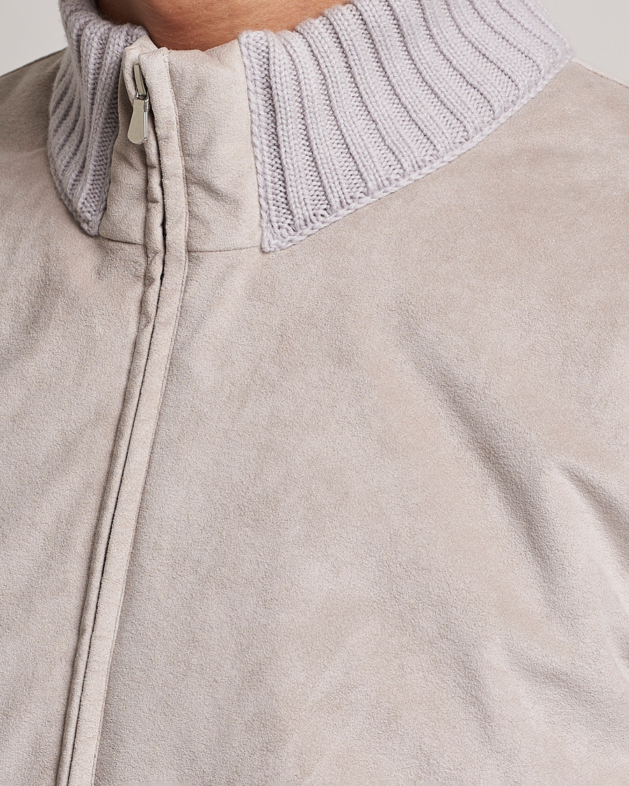 Uomini | Giacche | Gran Sasso | Wool/Alcantara Padded Full Zip Sand/Creme