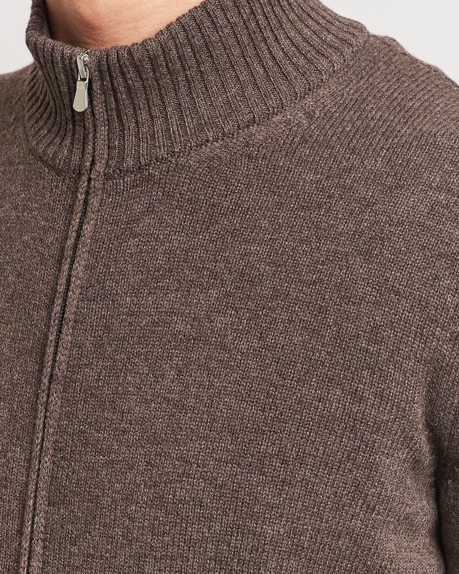 Uomini | Maglieria | Gran Sasso | Wool/Cashmere Full Zip Brown Melange