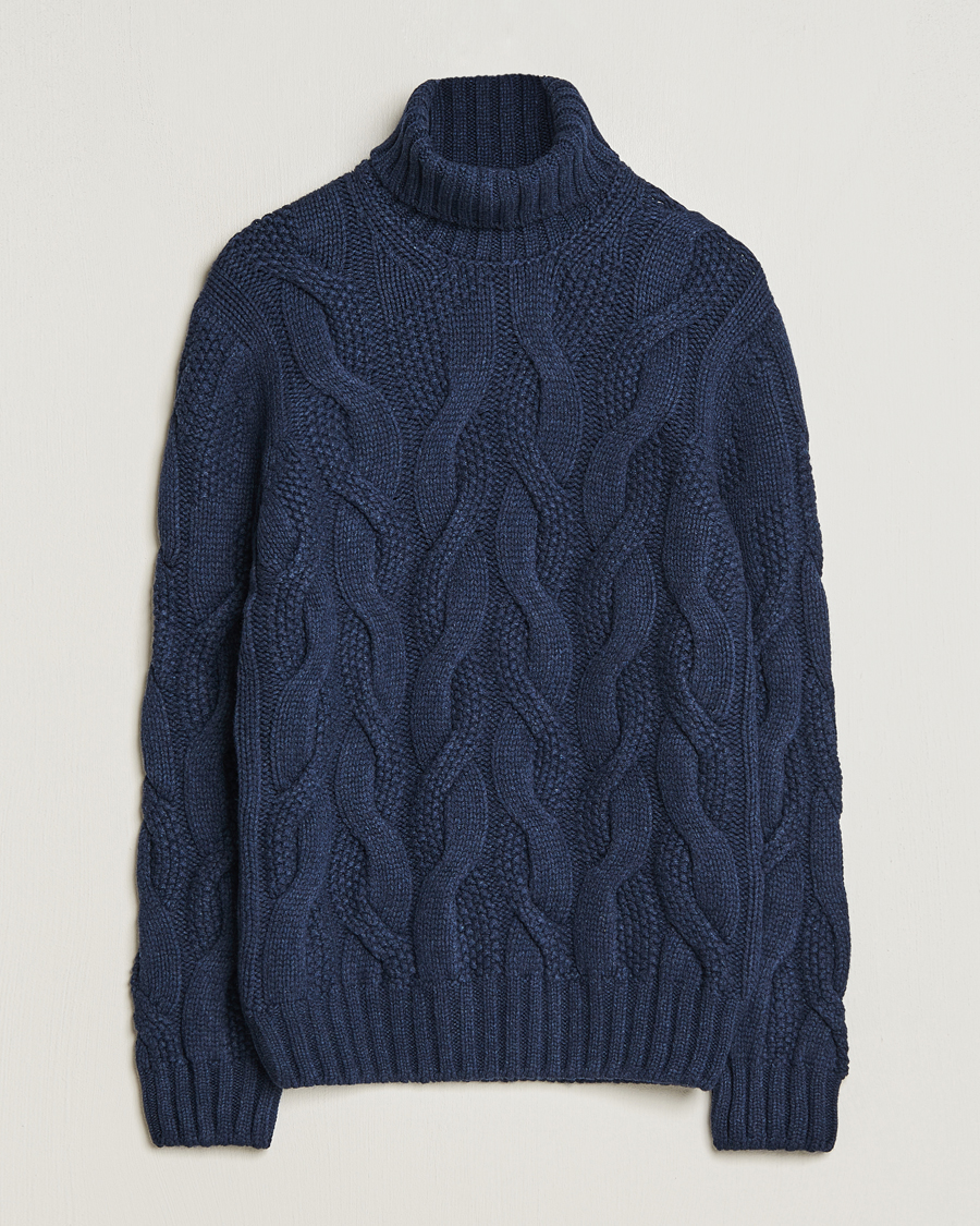 Uomini | Maglieria | Gran Sasso | Wool/Cashmere Heavy Knitted Structured Polo Navy
