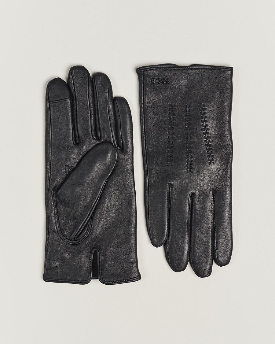 Uomini | BOSS BLACK Hainz Leather Gloves Black | BOSS BLACK | Hainz Leather Gloves Black