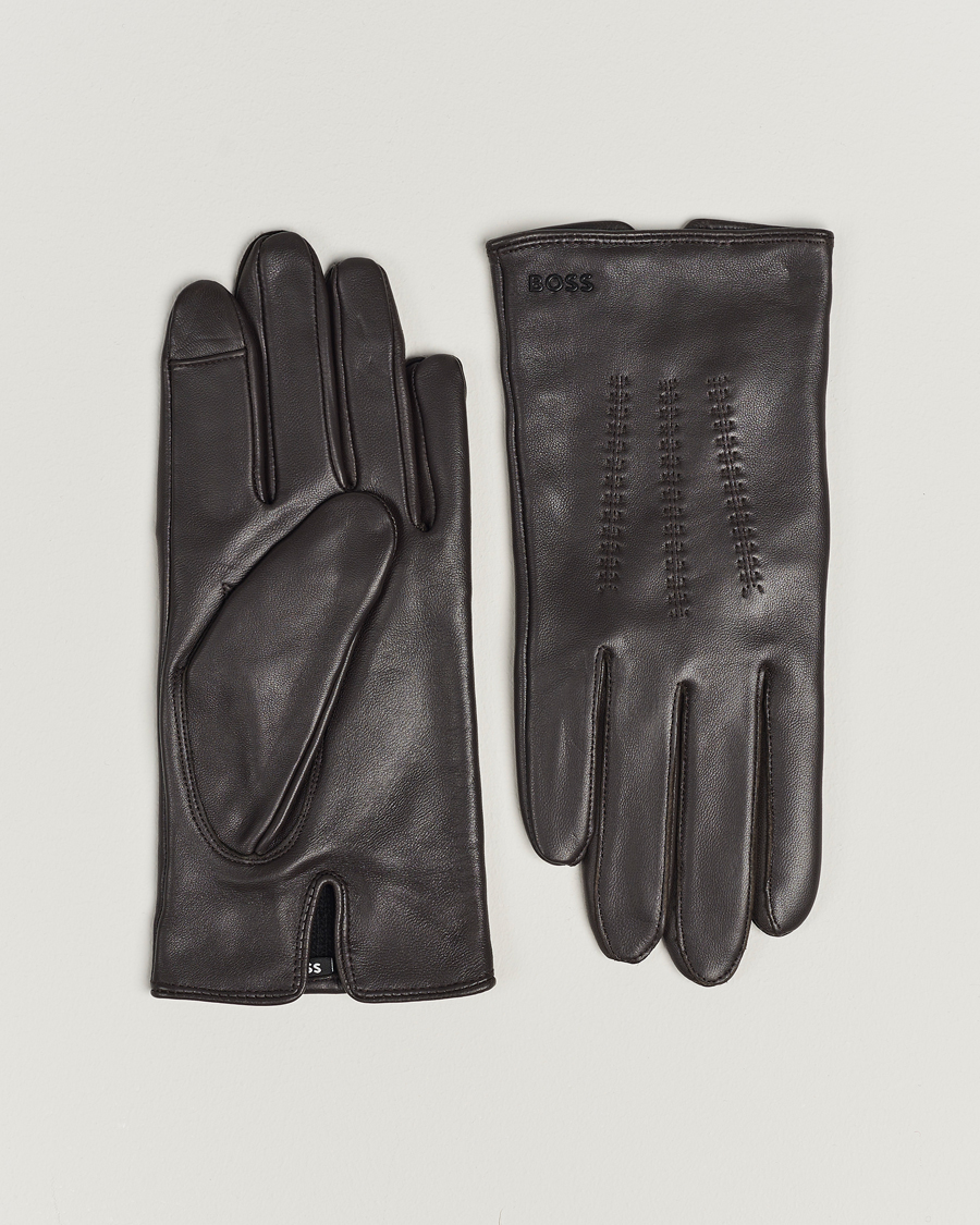Uomini | BOSS BLACK Hainz Leather Gloves Medium Brown | BOSS BLACK | Hainz Leather Gloves Medium Brown