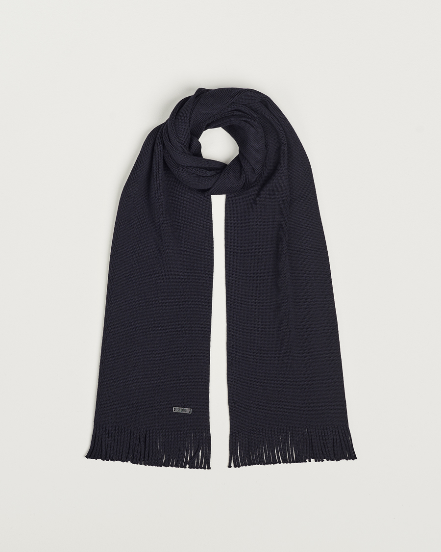 Uomini | BOSS BLACK Albas Wool Scarf Dark Blue | BOSS BLACK | Albas Wool Scarf Dark Blue