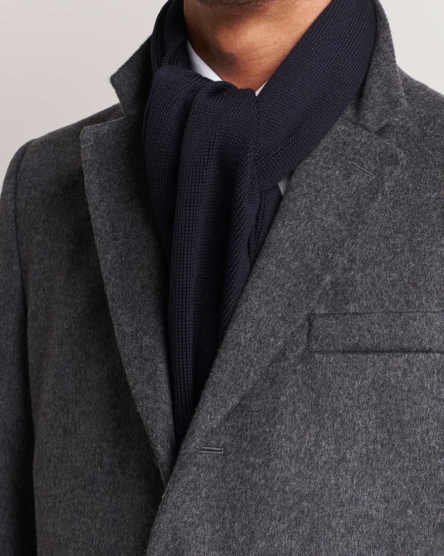Uomini | BOSS BLACK Albas Wool Scarf Dark Blue | BOSS BLACK | Albas Wool Scarf Dark Blue