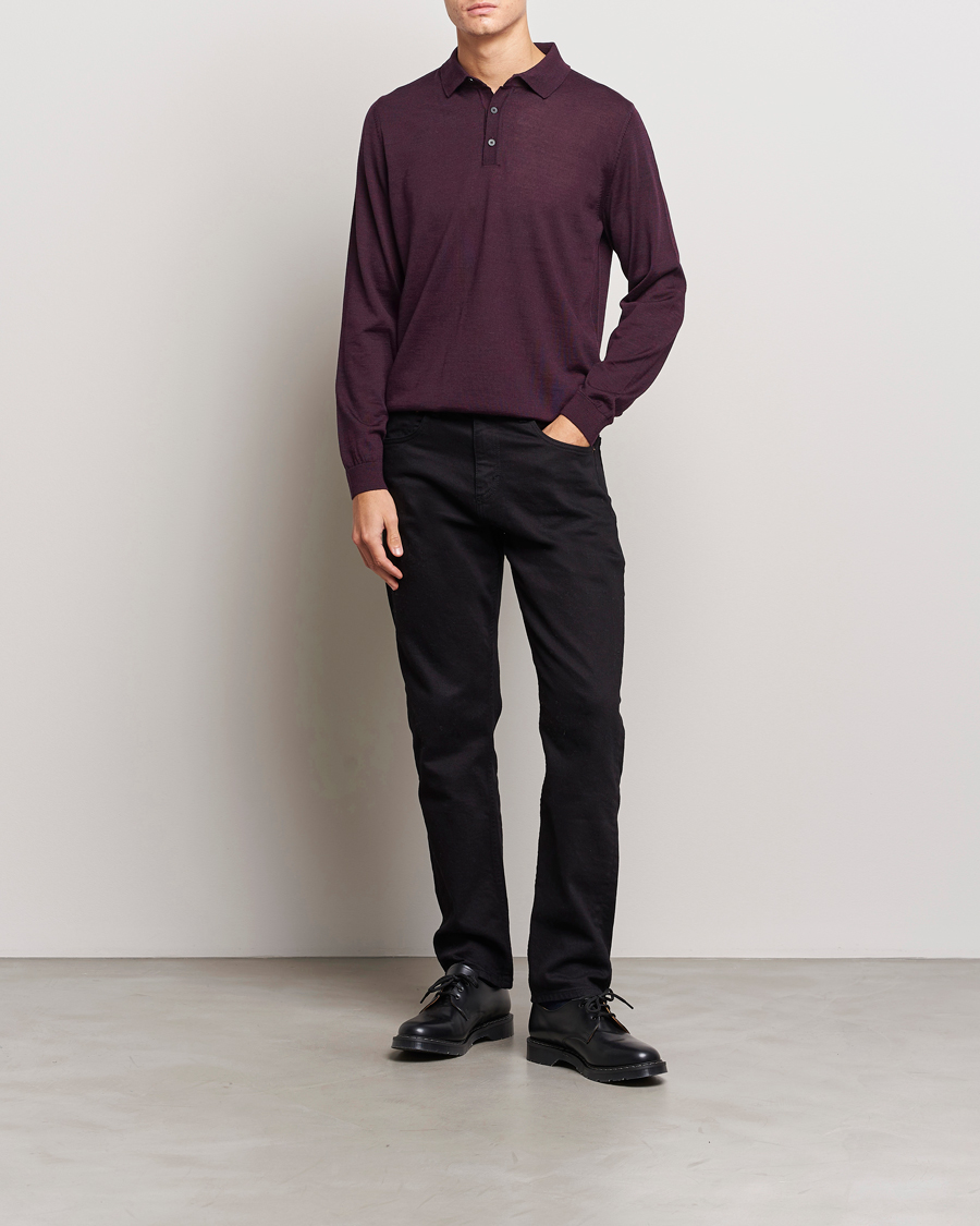 Uomini | Maglieria | BOSS BLACK | Lancione Merino Knitted Polo Dark Red