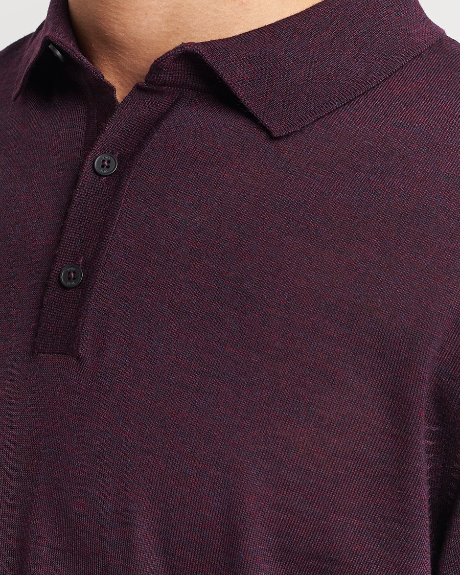 Uomini | Maglieria | BOSS BLACK | Lancione Merino Knitted Polo Dark Red