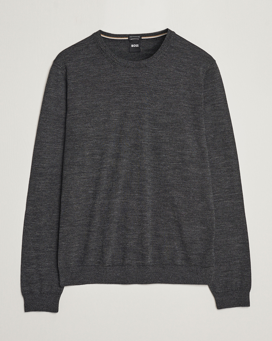 Uomini | Maglieria | BOSS BLACK | Leno Knitted Sweater Black Melange