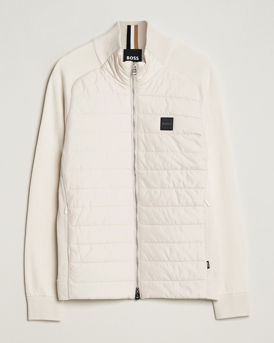 Uomini | Maglieria | BOSS BLACK | Medesimo Hybrid Full Zip Open White