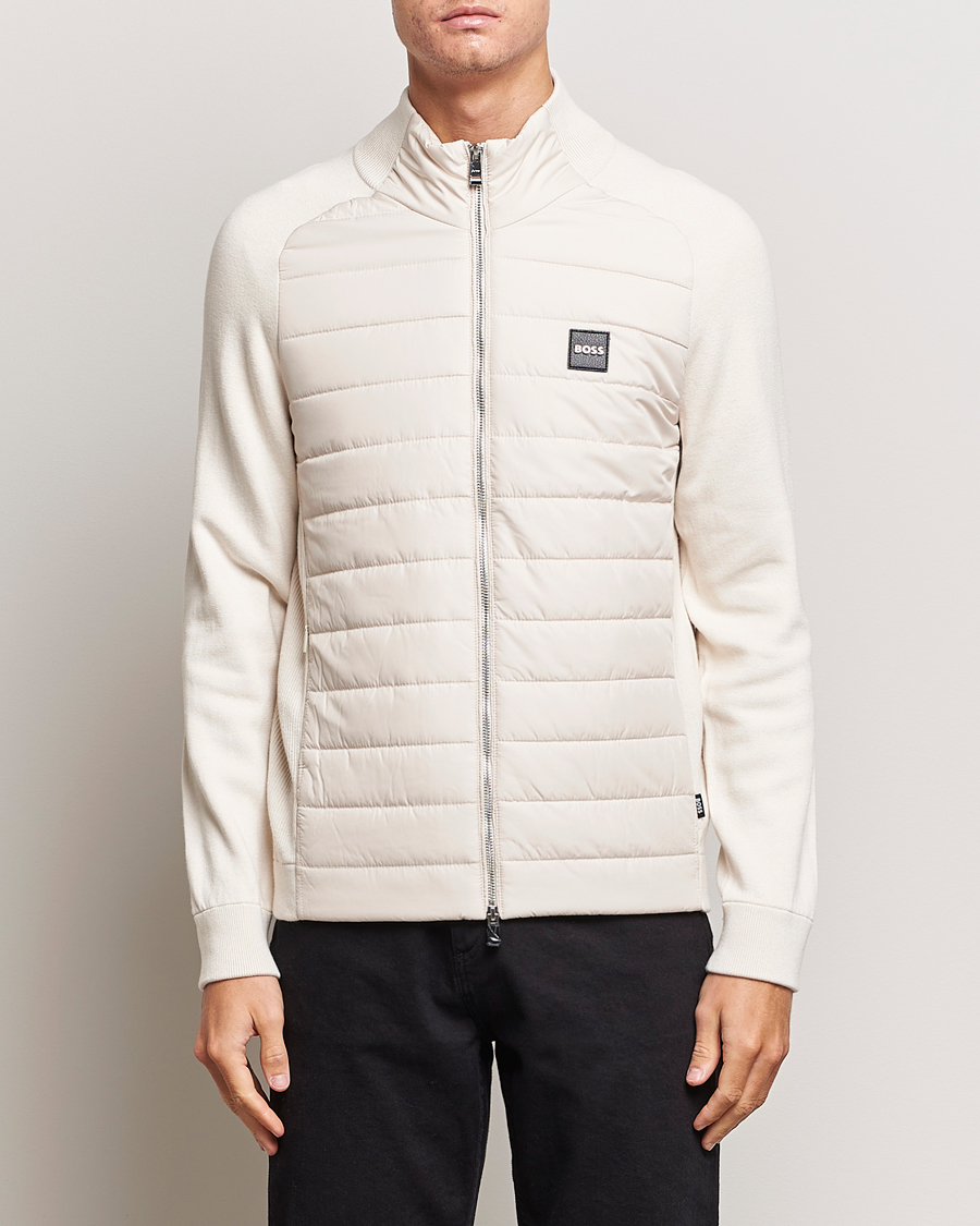 Uomini | Maglieria | BOSS BLACK | Medesimo Hybrid Full Zip Open White