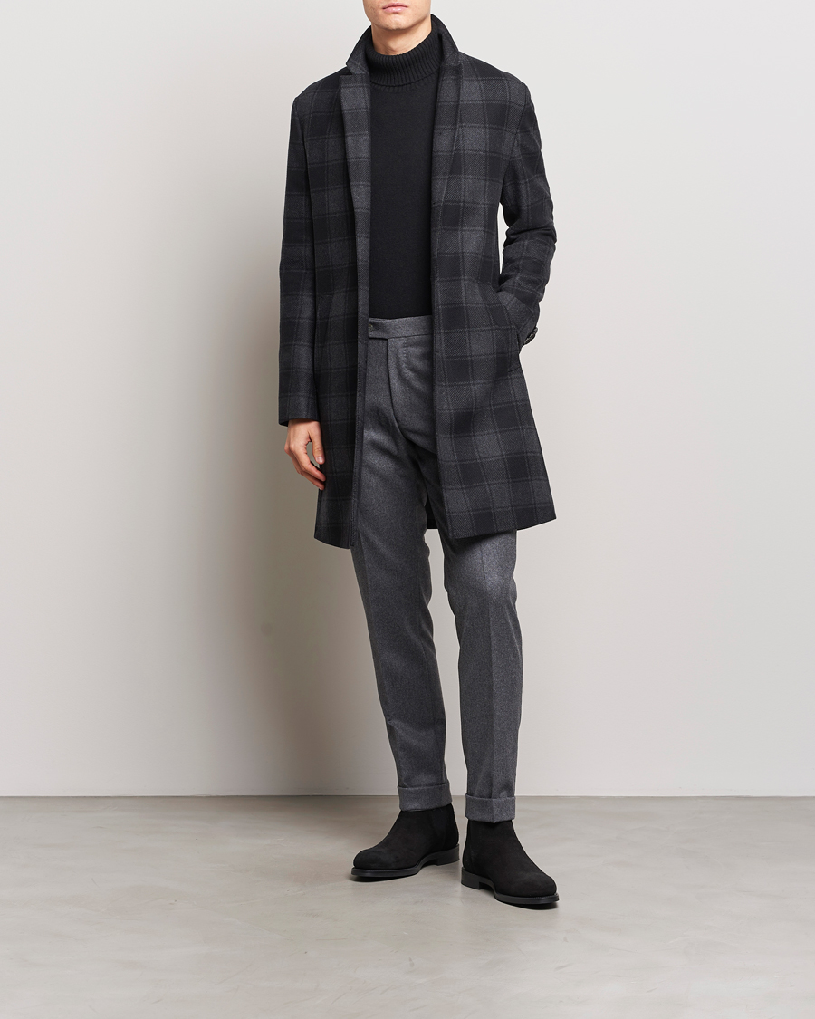 Uomini | Giacche | BOSS BLACK | Hyde Wool Checked Coat Black/Grey