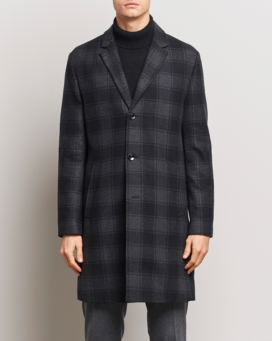 Uomini | Giacche | BOSS BLACK | Hyde Wool Checked Coat Black/Grey