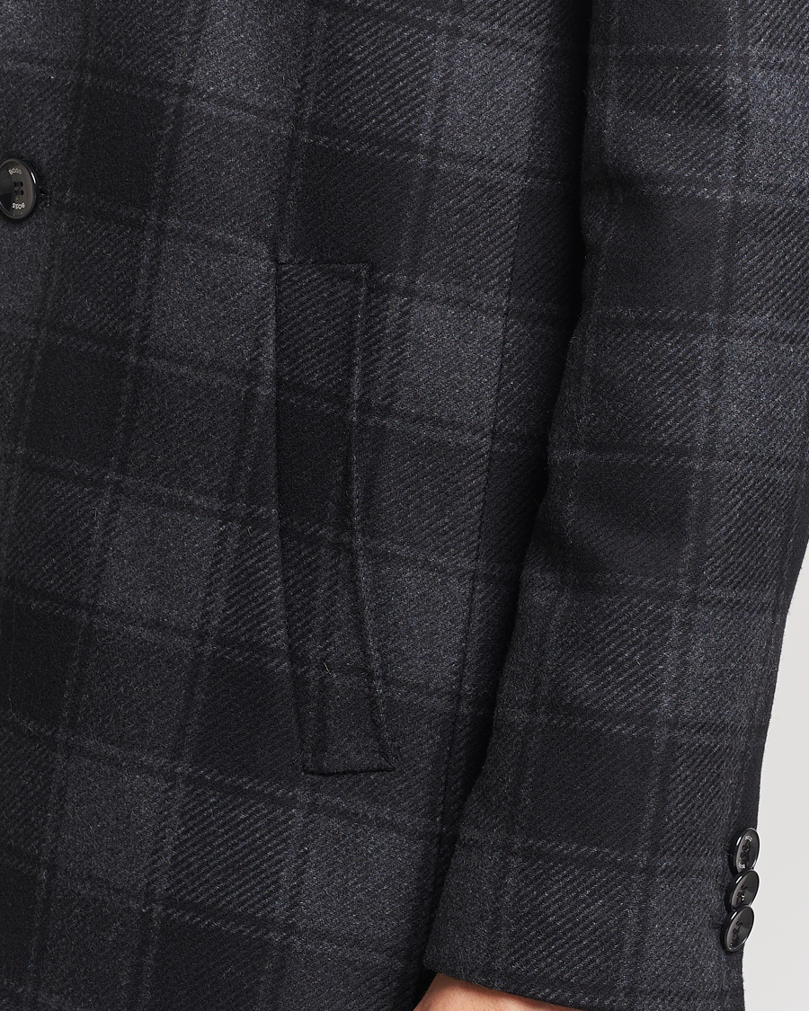 Uomini | Giacche | BOSS BLACK | Hyde Wool Checked Coat Black/Grey