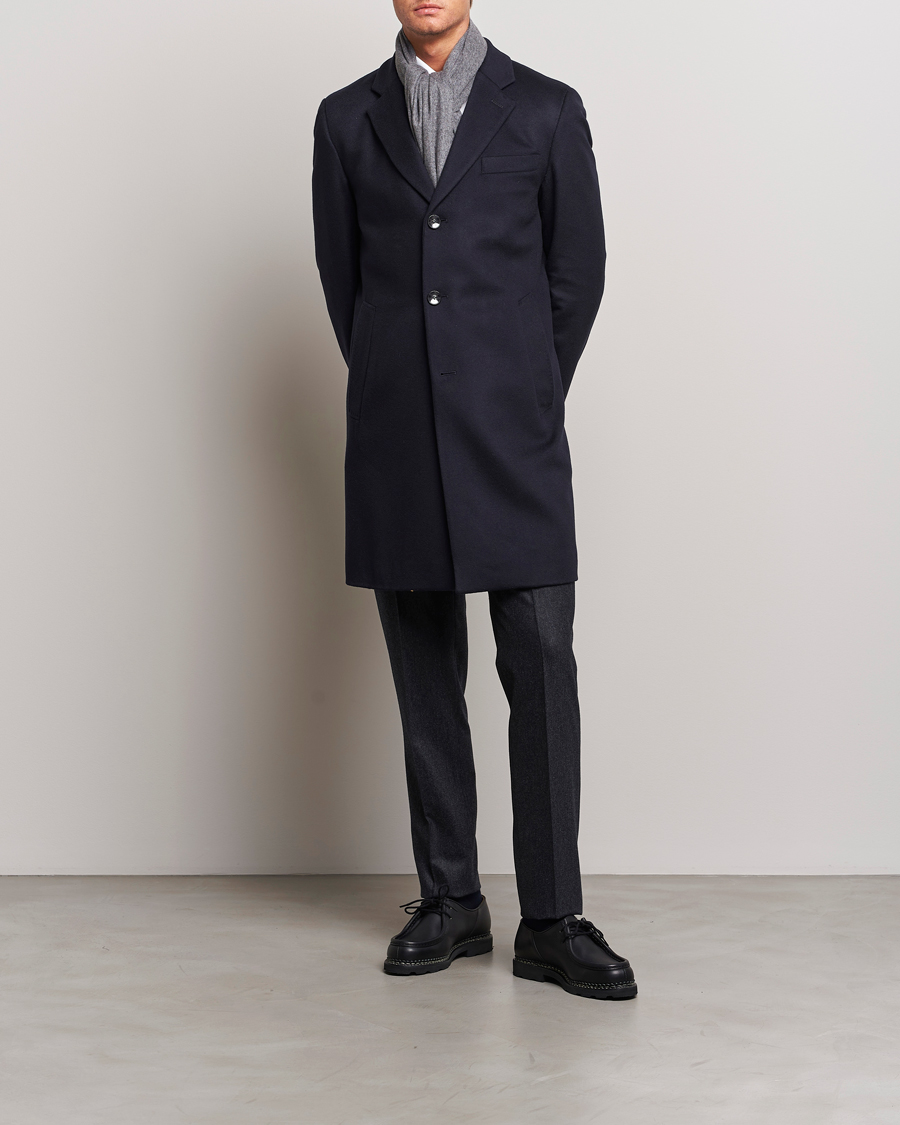 Uomini | Giacche | BOSS BLACK | Hyde Wool/Cashmere Coat Dark Blue
