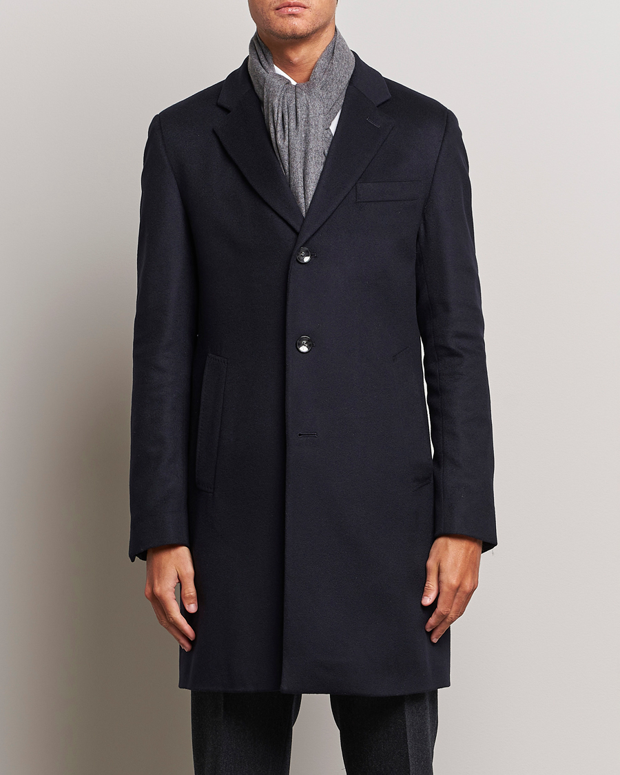 Uomini | Giacche | BOSS BLACK | Hyde Wool/Cashmere Coat Dark Blue