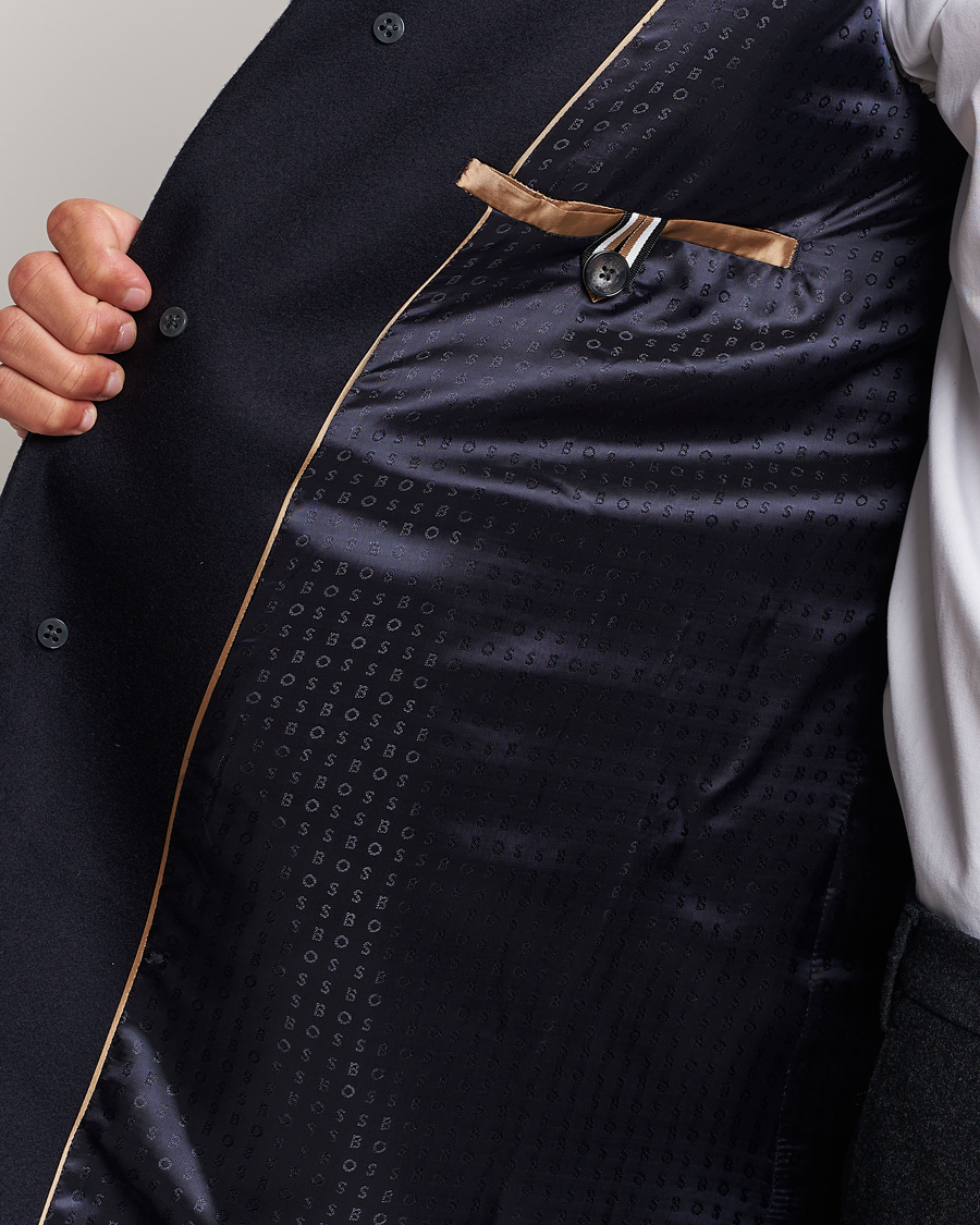 Uomini | Giacche | BOSS BLACK | Hyde Wool/Cashmere Coat Dark Blue