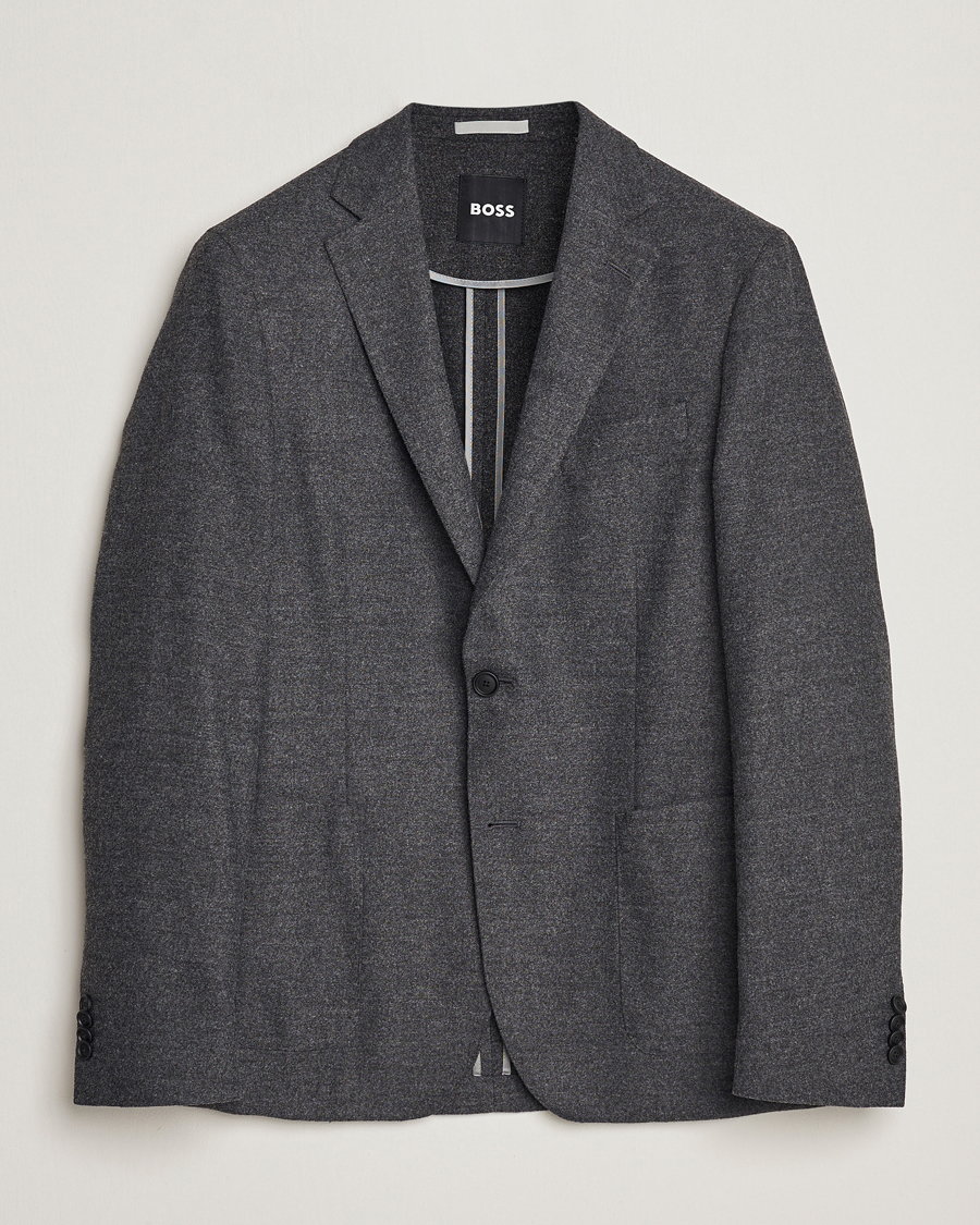 Uomini | Blazers | BOSS BLACK | Hanry Tech Flannel Blazer Dark Grey
