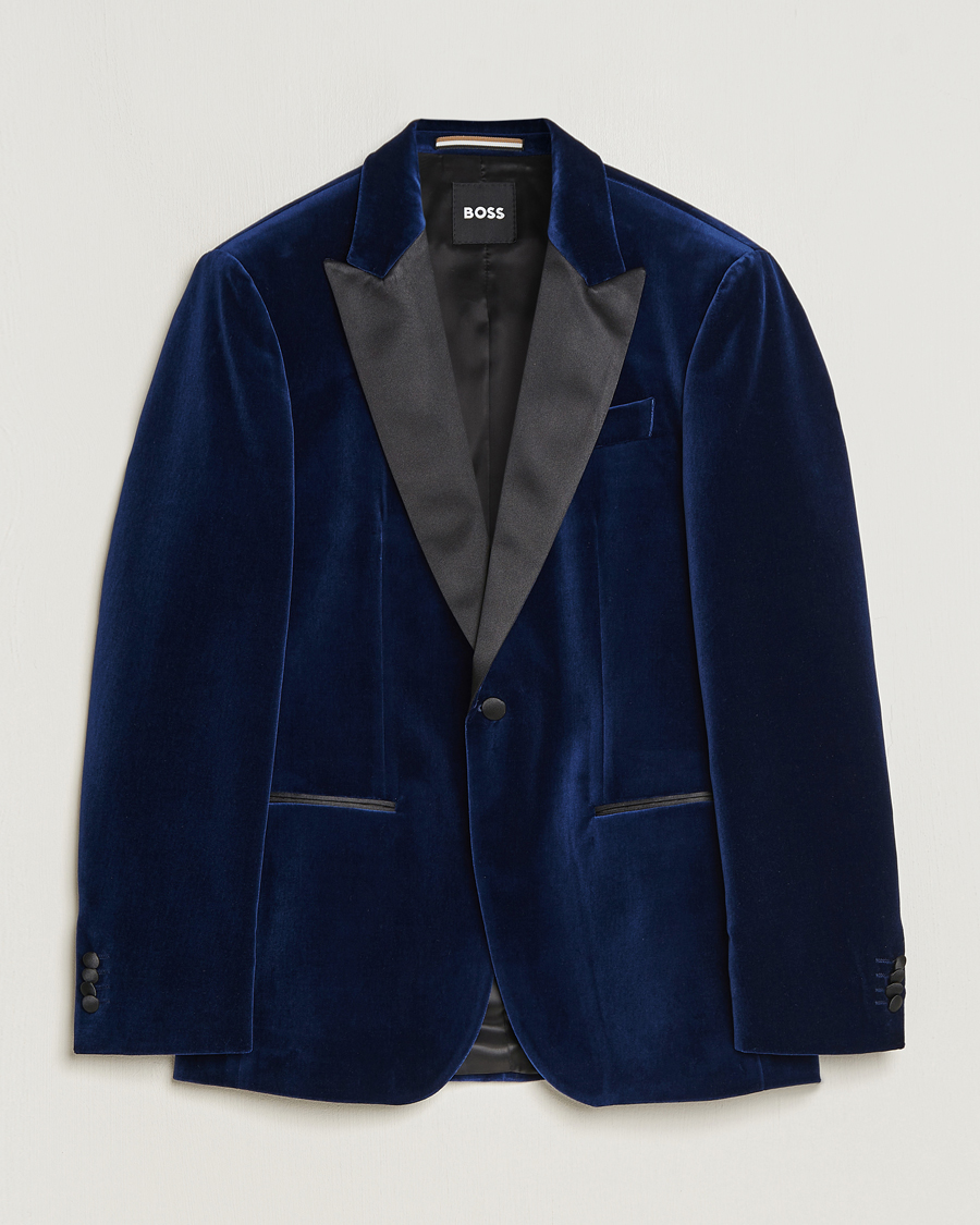 Uomini | Blazers | BOSS BLACK | Hutson Velvet Tuxedo Blazer Dark Blue