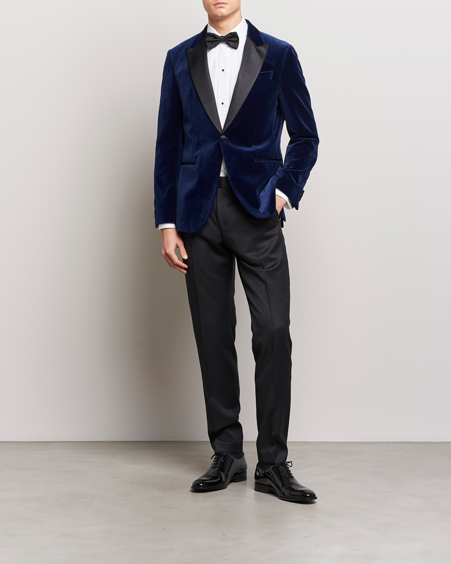 Uomini | Blazers | BOSS BLACK | Hutson Velvet Tuxedo Blazer Dark Blue