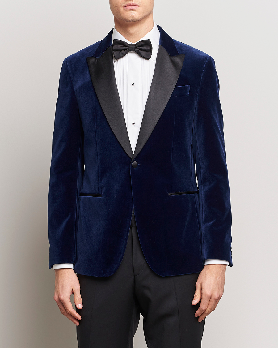 Uomini | Blazers | BOSS BLACK | Hutson Velvet Tuxedo Blazer Dark Blue