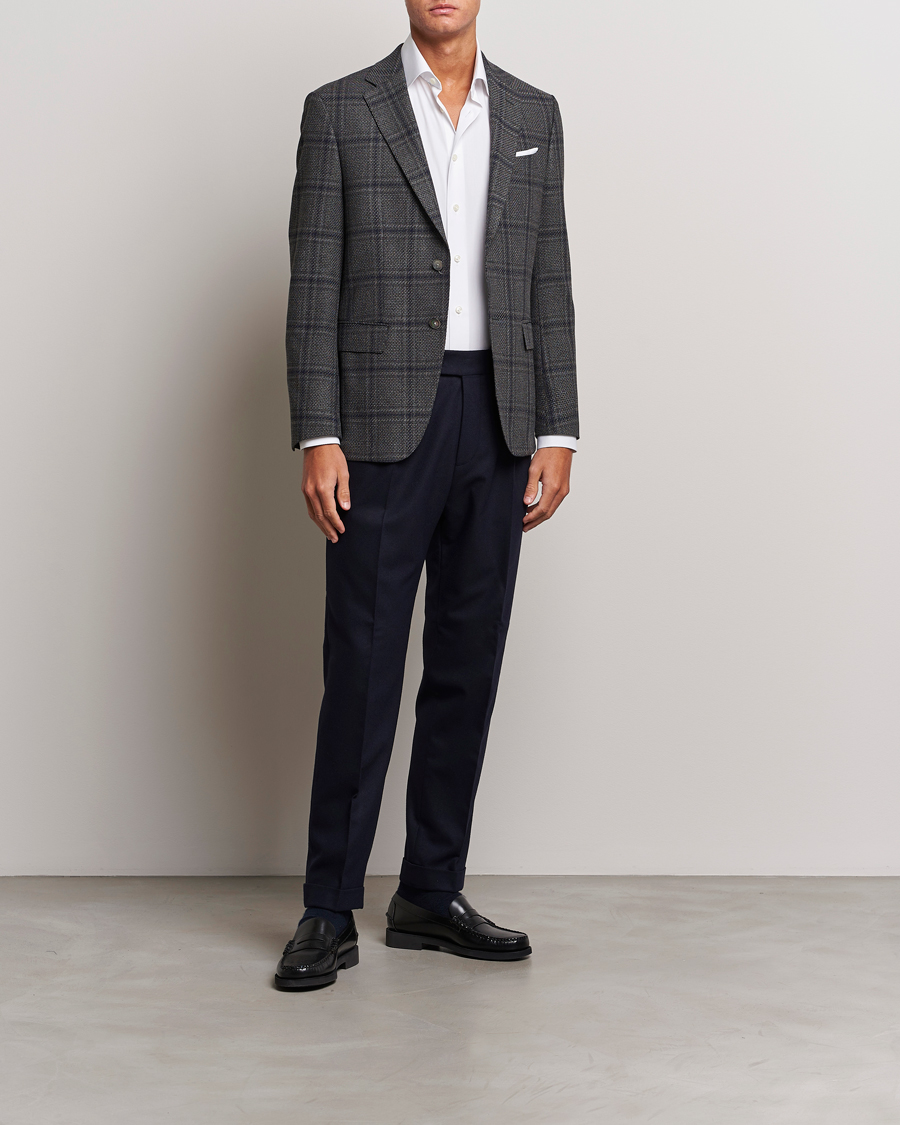 Uomini | Blazers | BOSS BLACK | Hutson Checked Wool Blazer Dark Grey