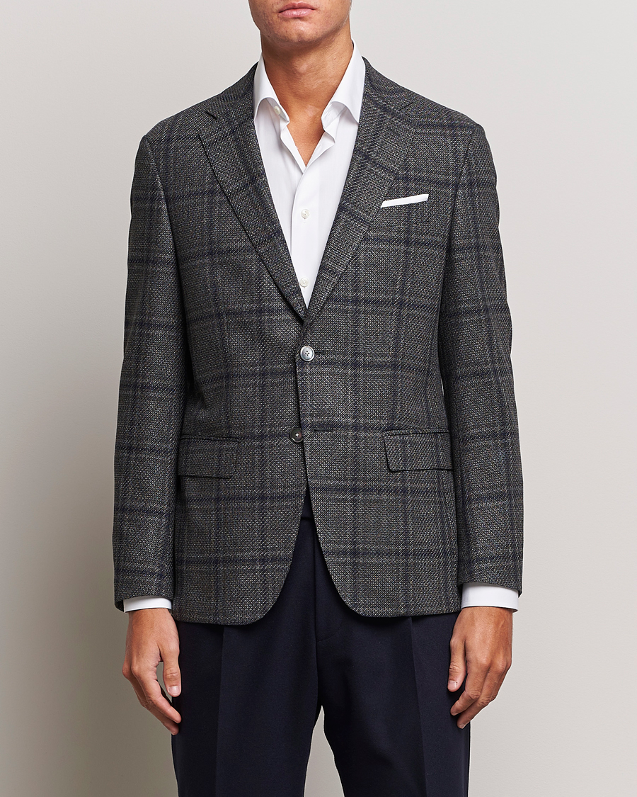 Uomini | Blazers | BOSS BLACK | Hutson Checked Wool Blazer Dark Grey