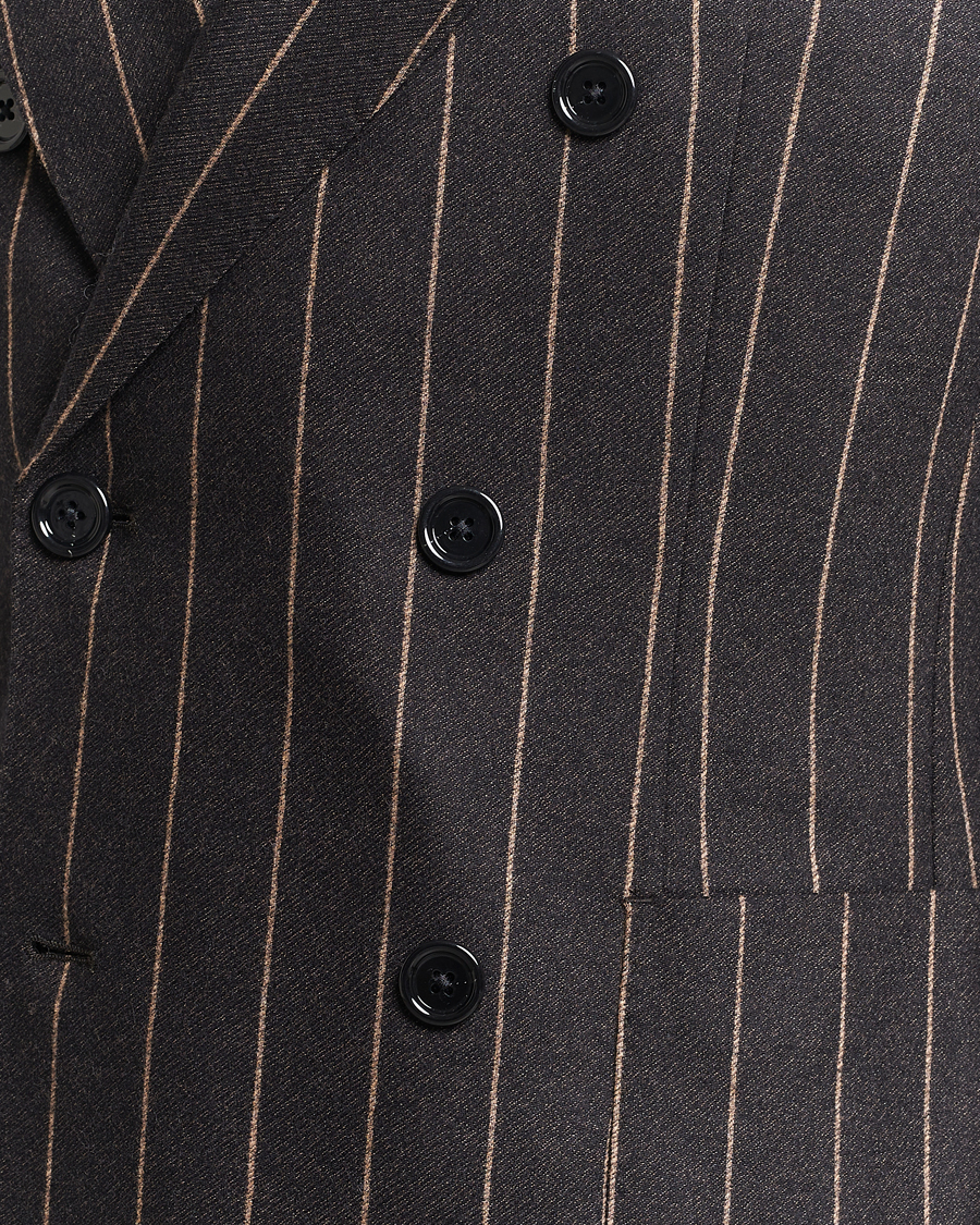 Uomini | Abiti | BOSS BLACK | Huge Double Breasted Pinstripe Suit Dark Brown