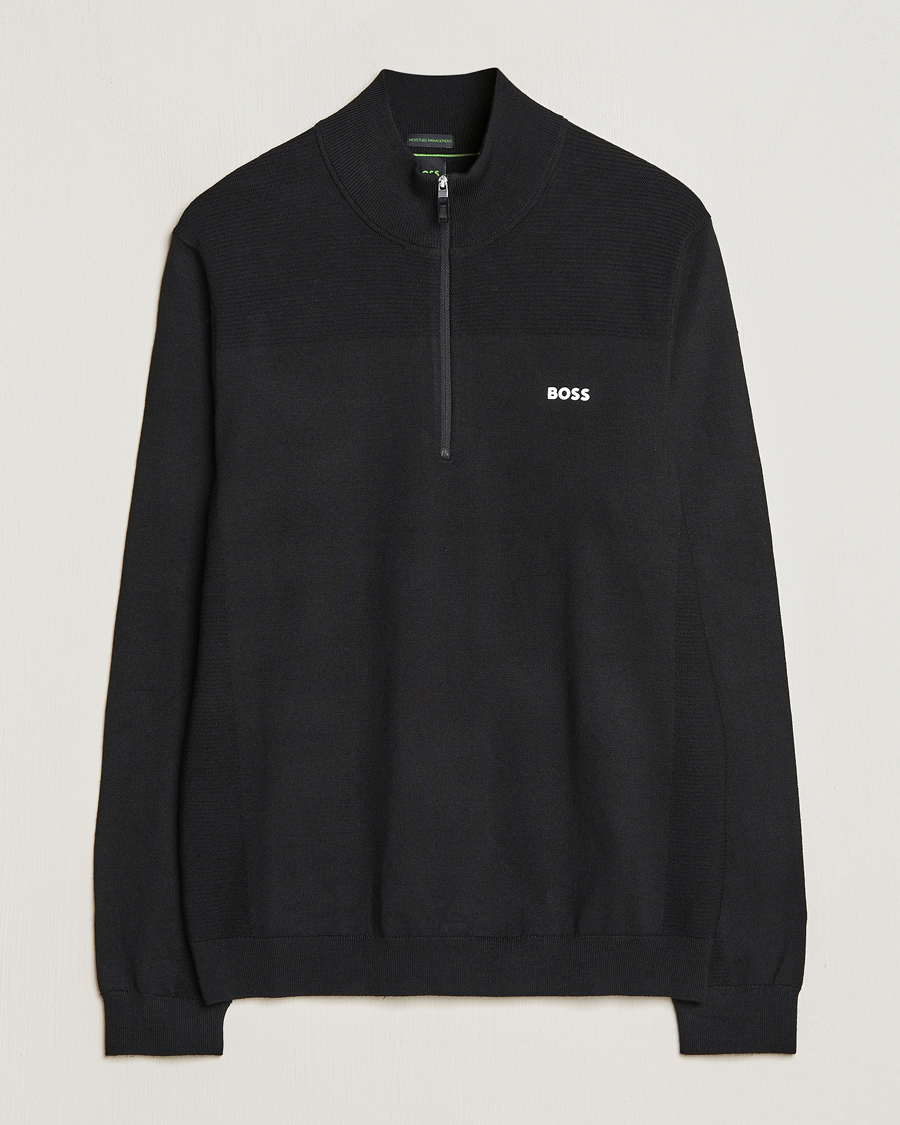 Uomini | Maglieria | BOSS GREEN | Momentum Knitted Half Zip Black