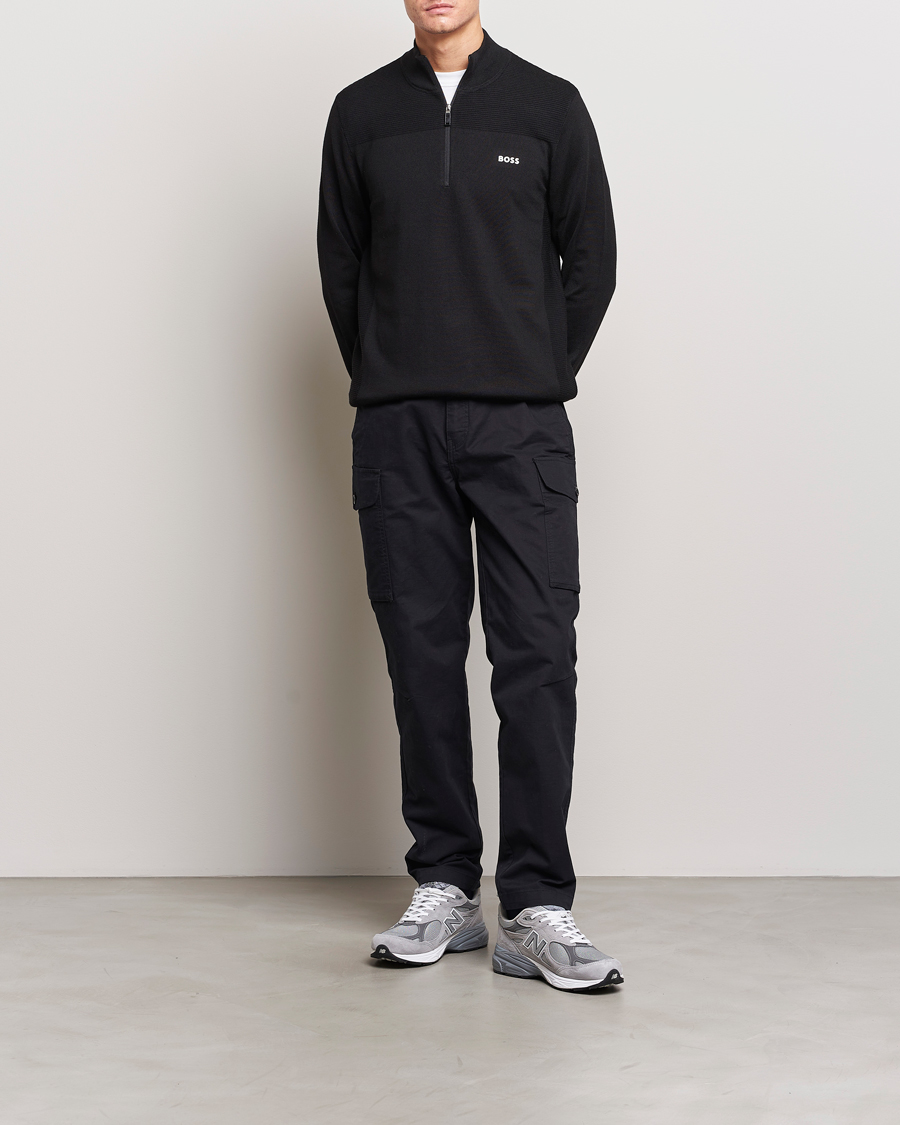 Uomini | Maglieria | BOSS GREEN | Momentum Knitted Half Zip Black
