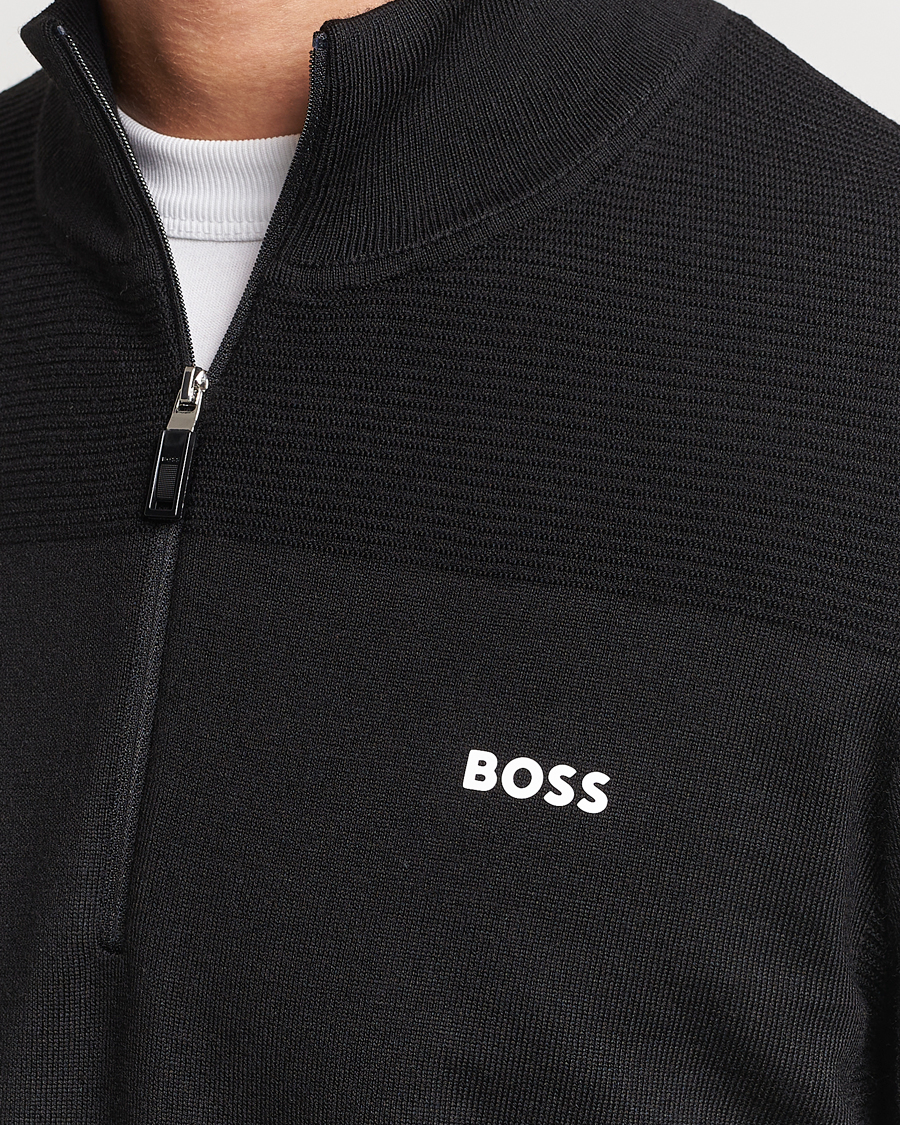 Uomini | Maglieria | BOSS GREEN | Momentum Knitted Half Zip Black