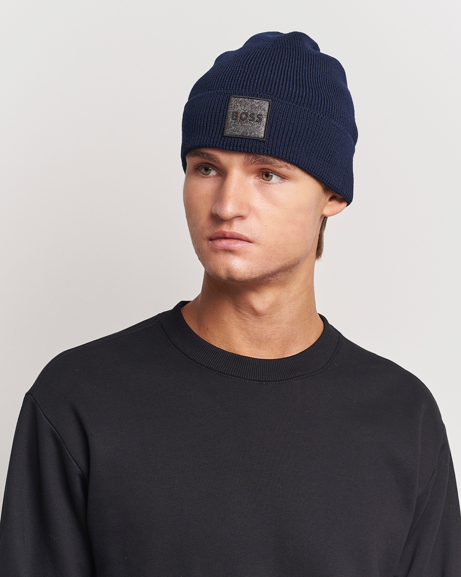 Uomini | BOSS ORANGE Foxxy Logo Beanie Dark Blue | BOSS ORANGE | Foxxy Logo Beanie Dark Blue