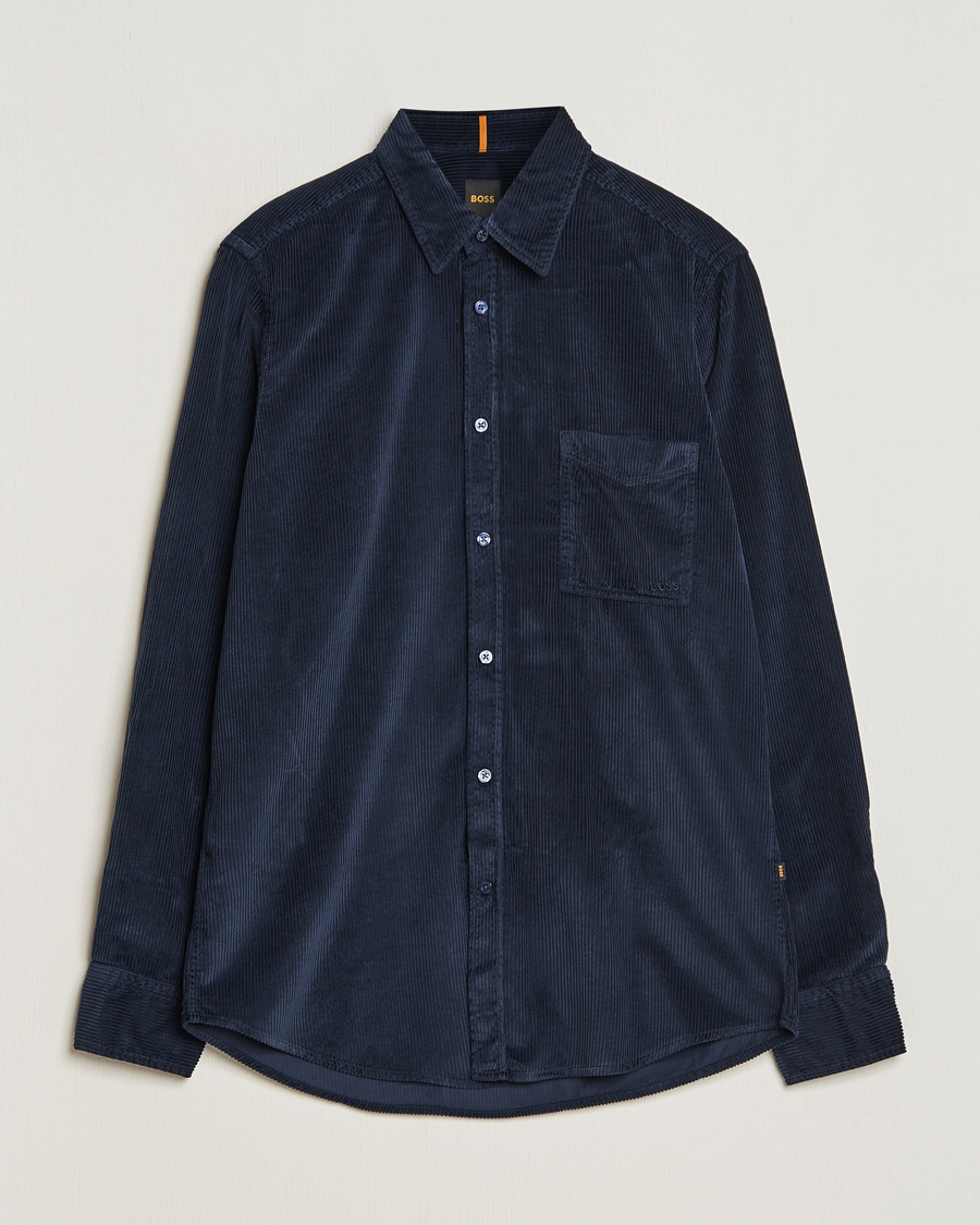 Uomini | Camicie | BOSS ORANGE | Relegant Corduroy Shirt Dark Blue