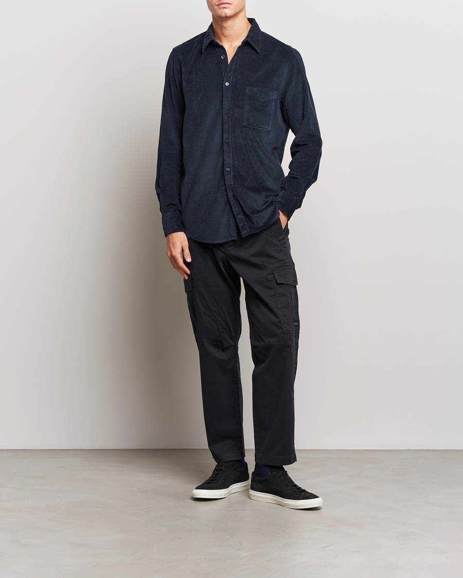 Uomini | Camicie | BOSS ORANGE | Relegant Corduroy Shirt Dark Blue