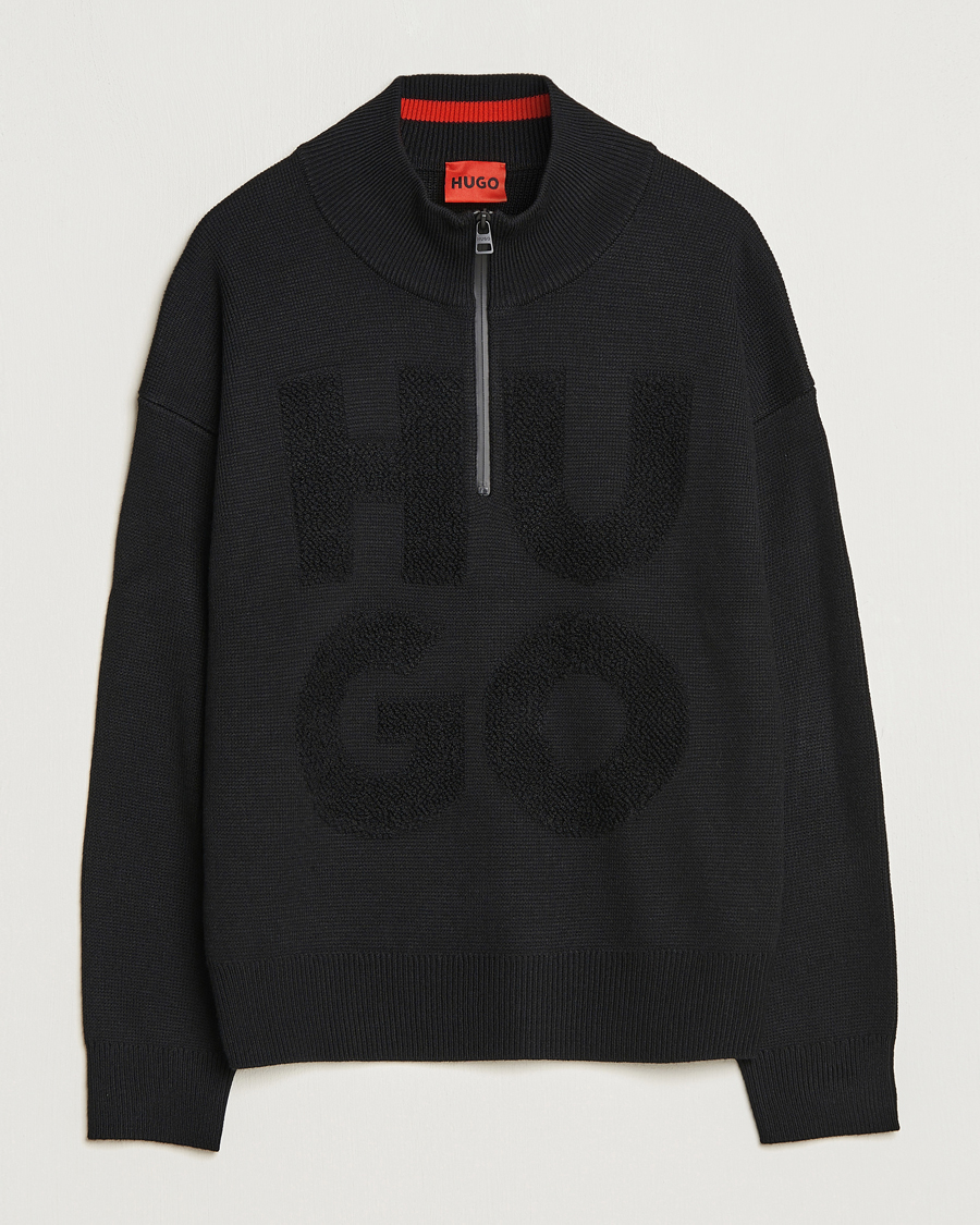 Uomini | Maglieria | HUGO | Sonel Knitted Half Zip Black