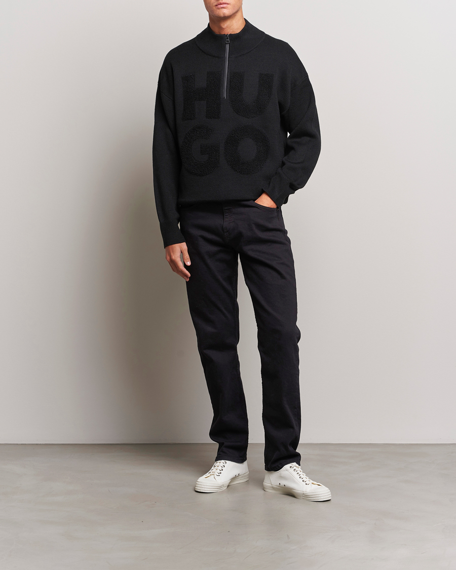 Uomini | Maglieria | HUGO | Sonel Knitted Half Zip Black