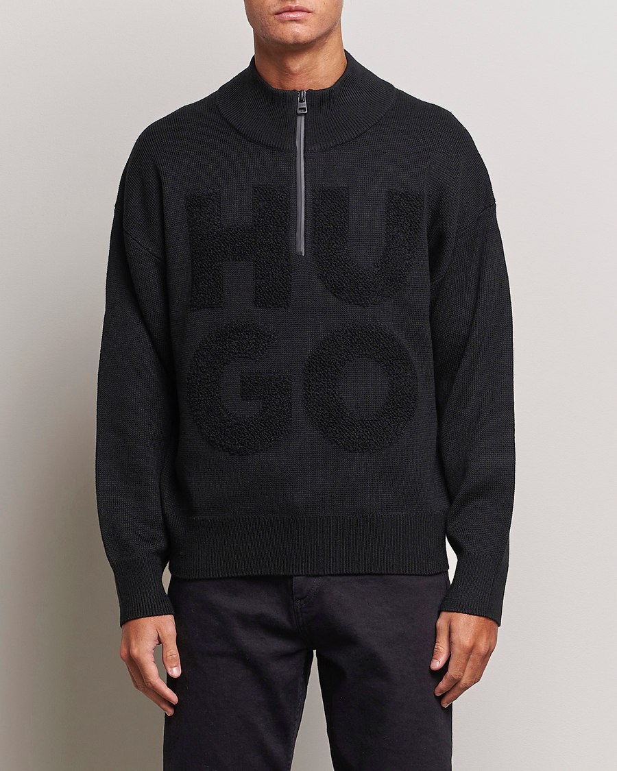 Uomini | Maglieria | HUGO | Sonel Knitted Half Zip Black