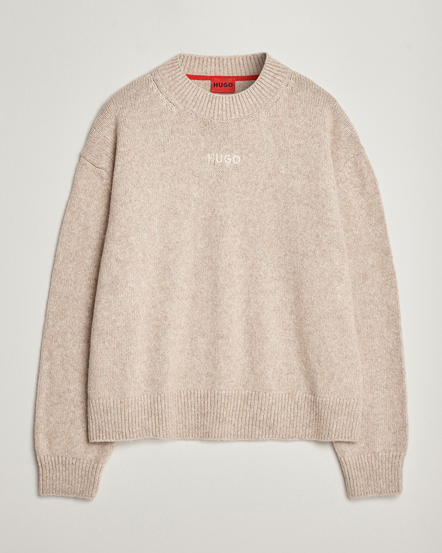 Uomini | Maglieria | HUGO | Seese Knitted Sweater Light Beige