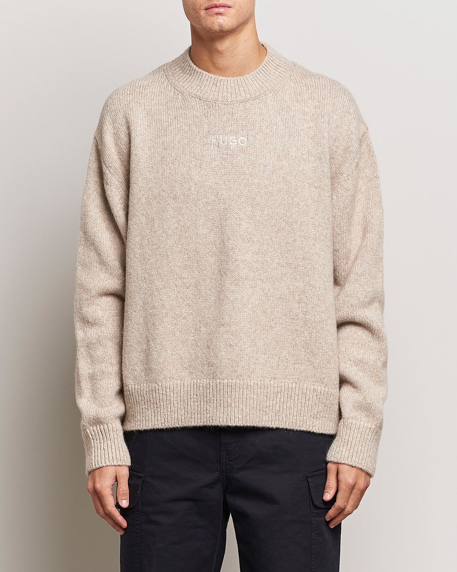 Uomini | Maglieria | HUGO | Seese Knitted Sweater Light Beige