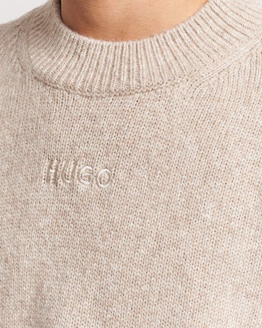 Uomini | Maglieria | HUGO | Seese Knitted Sweater Light Beige