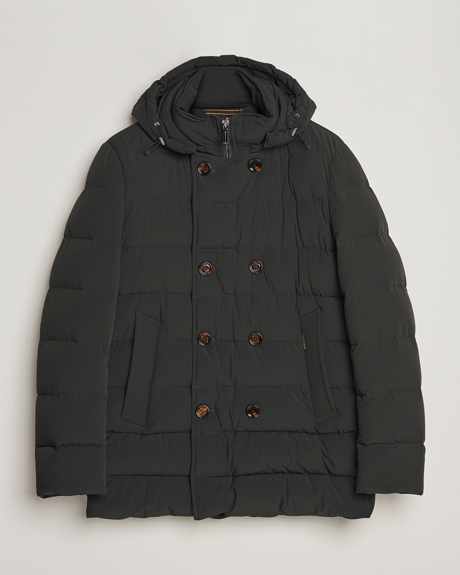 Uomini | Giacche | MooRER | Florio Double Breasted Nylon Coat Dark Green