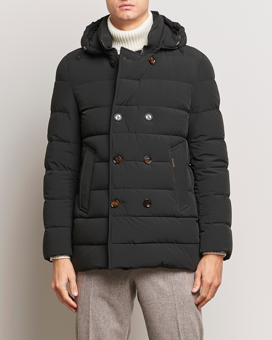 Uomini | Giacche | MooRER | Florio Double Breasted Nylon Coat Dark Green