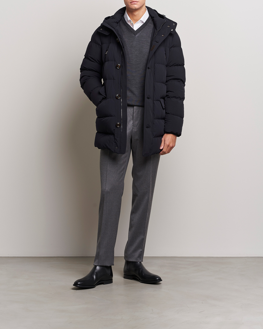 Uomini | Giacche | MooRER | Gorner Water resistant Nylon Parka Navy