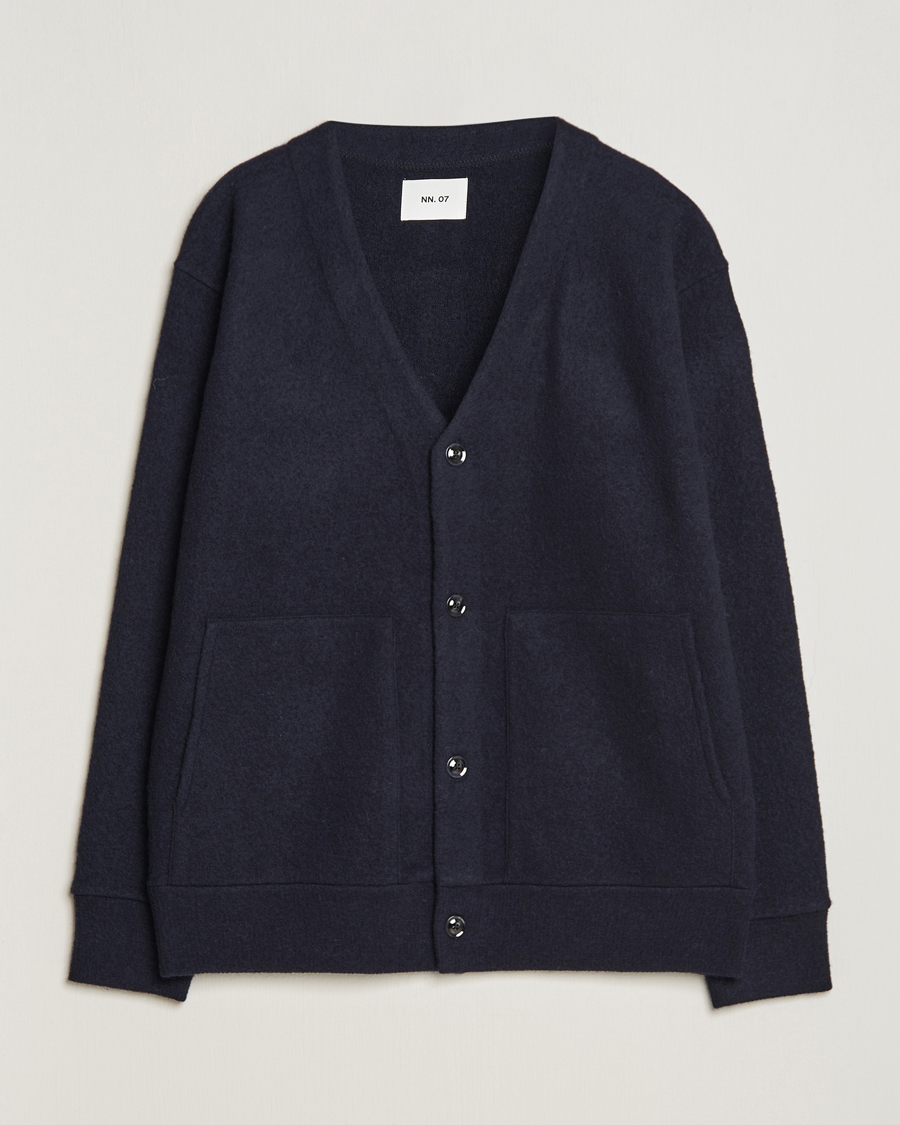 Uomini | Maglieria | NN07 | Ice Boiled Wool Cardigan Navy Blue