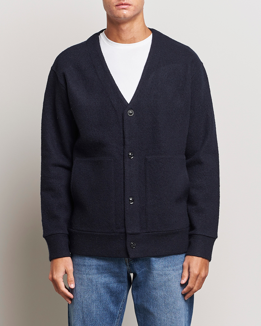 Uomini | Maglieria | NN07 | Ice Boiled Wool Cardigan Navy Blue
