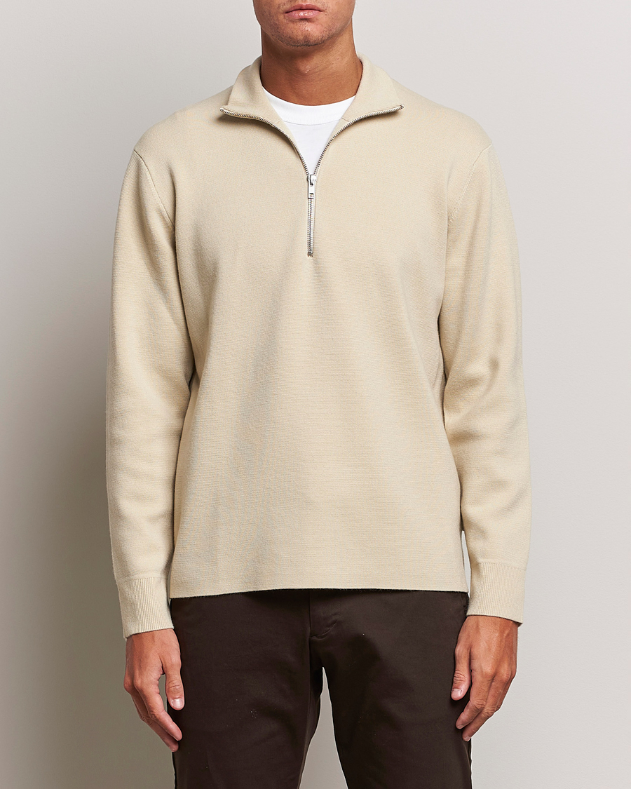 Uomini | Maglieria | NN07 | Harald Cotton/Modal Half Zip Ecru