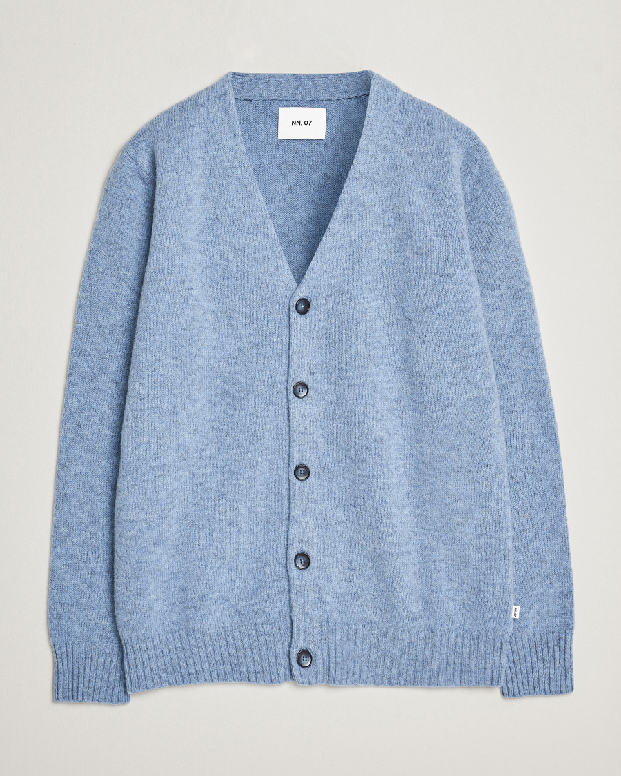 Uomini | Maglieria | NN07 | Nathan Brushed Cardigan Light Blue Melange