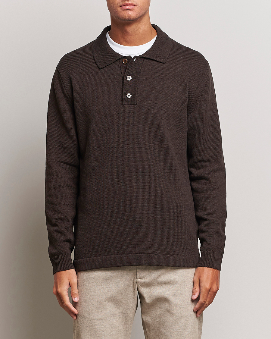 Uomini | Maglieria | NN07 | Vito Knitted Polo Demitasse Brown