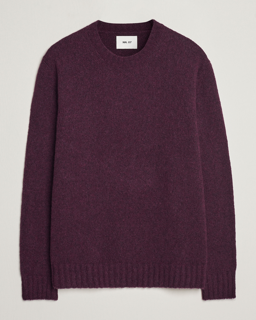 Uomini | Maglieria | NN07 | Lee Brushed Wool Crew Neck Plum